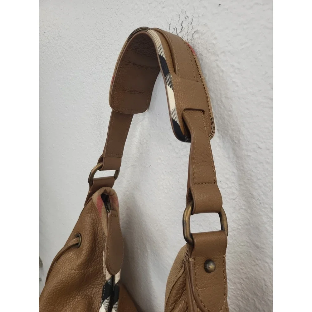 Burberry Murphy Leather Hobo Bag, Brown
